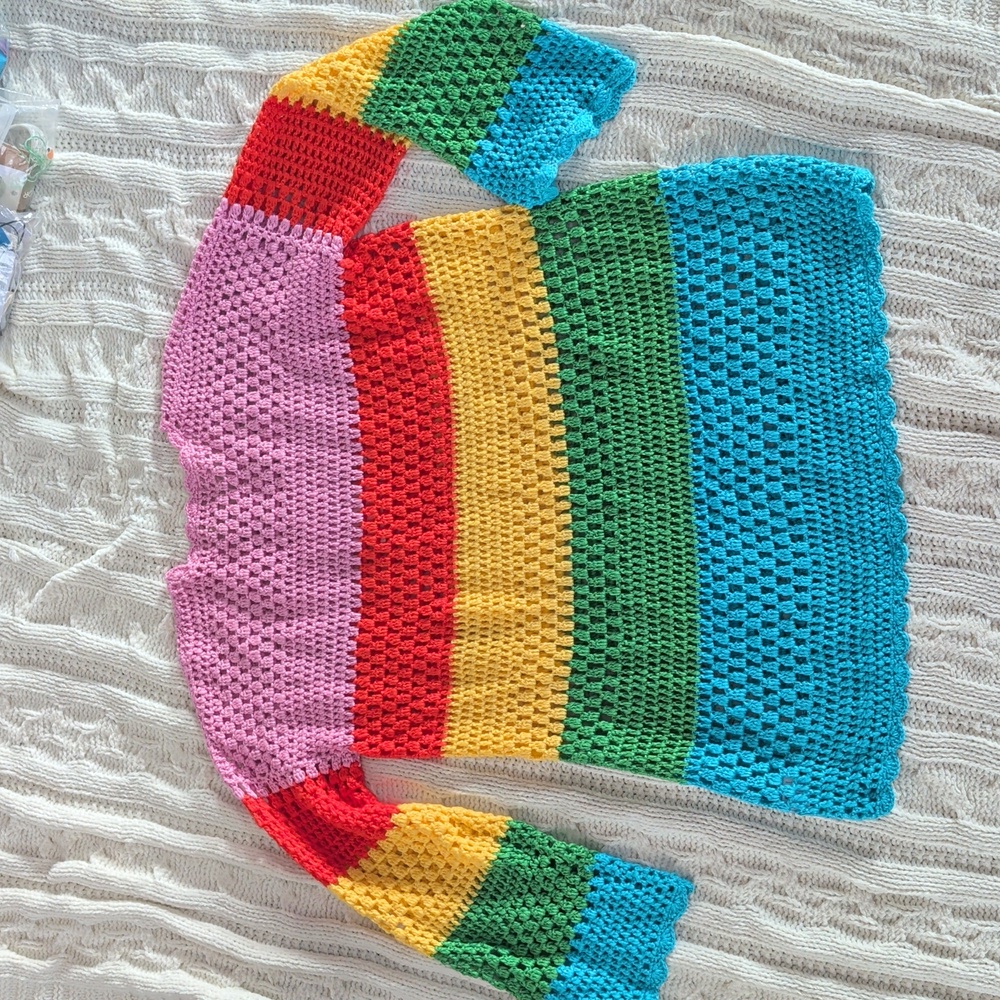 BNWT Show Me Your Mumu Paula Pullover Bright Stripe Rainbow - Picture 7 of 7